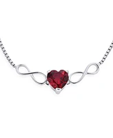 Bling Jewelry Dainty Red Heart Shape Lab Created Synthetic Ruby Solitaire Two Love Knot Infinity Bolo Bracelet For Women Sterling Silver Adjustable Sl