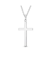 Bling Jewelry Medium Plain Simple Basic Religious Jesus Cross Pendant Necklace For Women Solid Sterling Silver