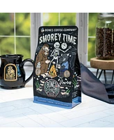 Bones Coffee Whole Bean Coffee | 12 oz Medium Roast Arabica Low Acid Flavored Coffee | S'mores and Graham Crackers Flavor Company
