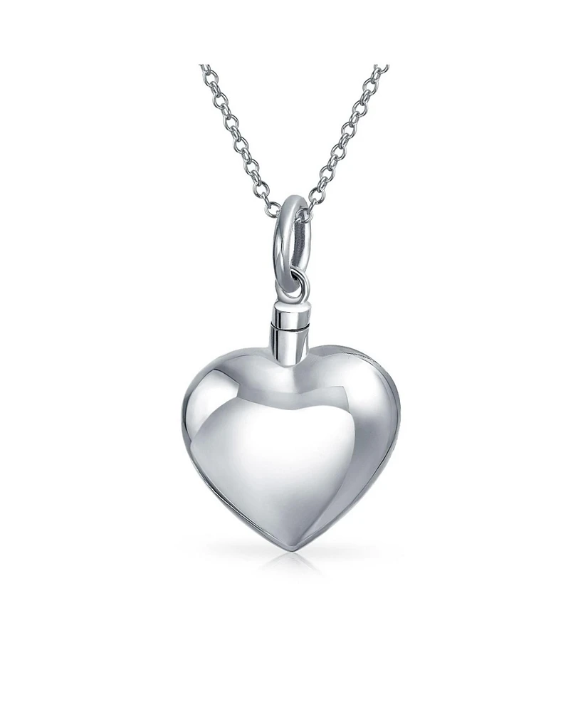 Bling Jewelry Large Puff Heart Shape Locket Pendant For Women Memorial Cremation Urn Necklace For Ashes Sterling Silver