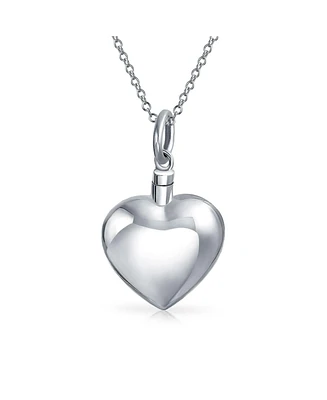 Large Engravable Puff Heart Shape Locket Pendant For Women Memorial Cremation Urn Necklace For Ashes .925 Sterling Silver