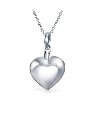 Bling Jewelry Large Puff Heart Shape Locket Pendant For Women Memorial Cremation Urn Necklace For Ashes Sterling Silver