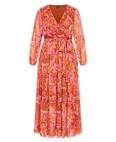 Plus Size Tiered Print Maxi Dress