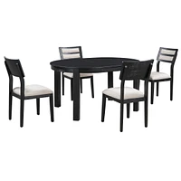 Simplie Fun Farmhouse dining set with extendable table & 4 chairs