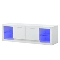 Simplie Fun Elegant High Gloss Tv Stand with Led Lights