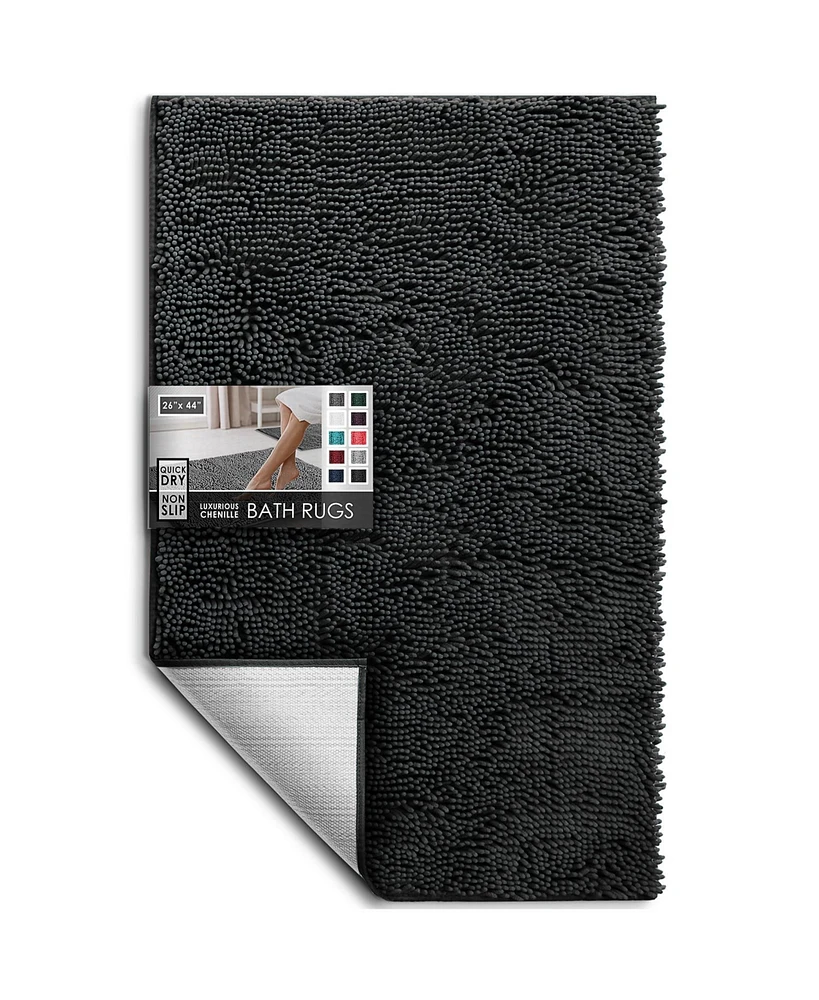 Ultra Soft Non-Slip Chenille Bath Rug - Quick Dry