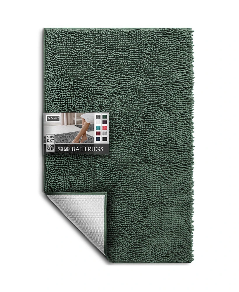 Hearth & Harbor Ultra Soft Non-Slip Chenille Bath Rug - Quick Dry