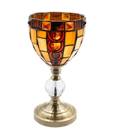 Dale Tiffany 13" Tall Vienne Tiffany Handmade Genuine Stained Glass Shade Accent Lamp - Multi