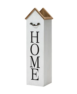 Glitzhome 30" H Solid Wood White House with 3D Roof Boxed " Home" Porch Sign
