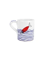 Vietri Pesce Pazzo Red Swimming Fish Mug