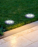 Glitzhome 5.25" H Set of 4 Resin Solar Powered Disk Light or Outdoor Pathway Light or Ground Light