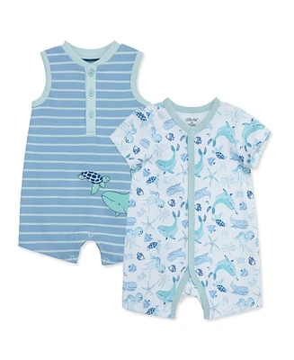 Little Me Baby Boys Sea Life 2 Pack Rompers