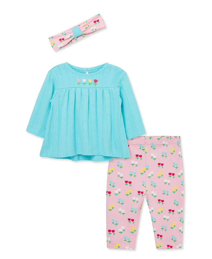 Little Me Baby Girls Tulips Tunic Set with Headband