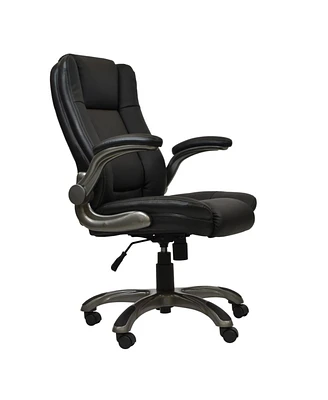 Simplie Fun Medium Back Executive Office Chair With Flip-Up Arms, Black