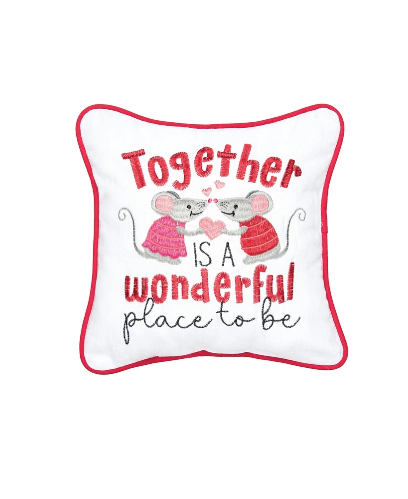 C&F Home 10" x 10" Together Is A Wonderful Place To Be Mouse Valentine's Day Small Petite Throw Pillow