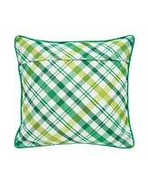 16" x 16" Lucky Clover St. Patrick's Day Plaid Pillow