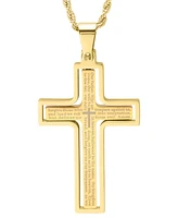Steeltime Men's Two-Tone Stainless Steel "Our Father" English Prayer Spinner Cross 24" Pendant Necklace