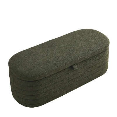 Simplie Fun Green Teddy Upholstered Ottoman Bench - 45.5 Inches