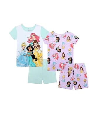 Disney Princess Big Girls Short Set Pajamas, 4-Piece