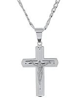 Steeltime Men's Gold-Tone Crucifix Pendant 24" Necklace