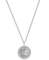 Blackjack Men's Cubic Zirconia Lion Head Framed Disc 30" Pendant Necklace