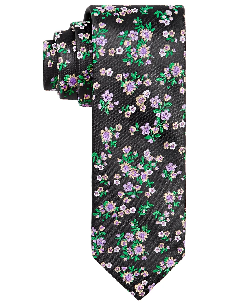Tayion Collection Men's Purple & Gold Floral Tie