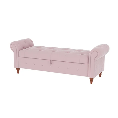 Bed Bench Pink Velvet