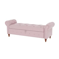 Bed Bench Pink Velvet