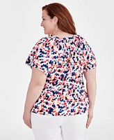 Style & Co Plus Flutter-Sleeve Top, Created for Macy's