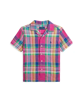 Polo Ralph Lauren Toddler and Little Boys Plaid Linen Camp Shirt