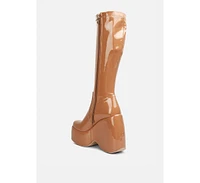 dirty dance patent high platform calf boots
