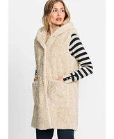 Olsen Long Line Teddy Vest with Hood