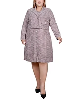 Ny Collection Plus Long Sleeve Jacket and Tweed Dress, 2 Piece Set