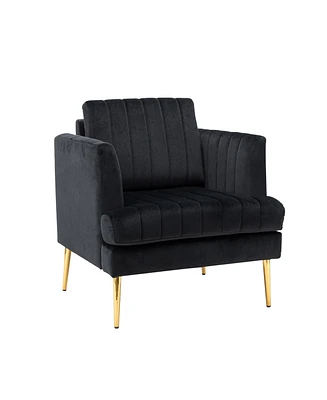 Valier Wooden Upholstered Armchair with Channel-tufted Design