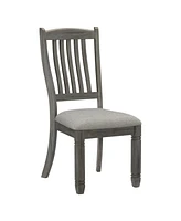 Simplie Fun Casual Dining Height Side Chairs 2 Piece Antique Gray Wood Frame Fabric Upholstery