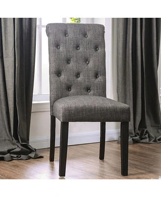 Simplie Fun Rustic Dining Chairs Set - Button Tufted Linen Fabric