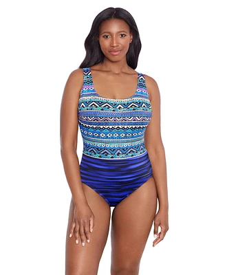 Women's Longitude Lace-Up Back Tank One-Piece Swimsuit