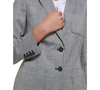 Tommy Hilfiger Women's Printed Notched-Collar Pocket-Front Blazer