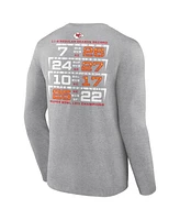 Men's Fanatics Heather Charcoal Kansas City Chiefs Super Bowl Lviii Champions Counting Points Score Long Sleeve T-shirt