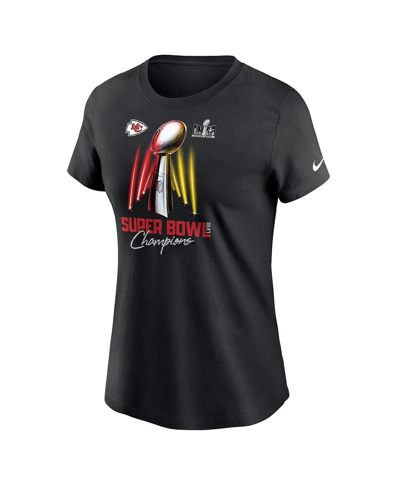 Women's Nike Black Kansas City Chiefs Super Bowl Lviii Champions Lombardi Trophy T-shirt