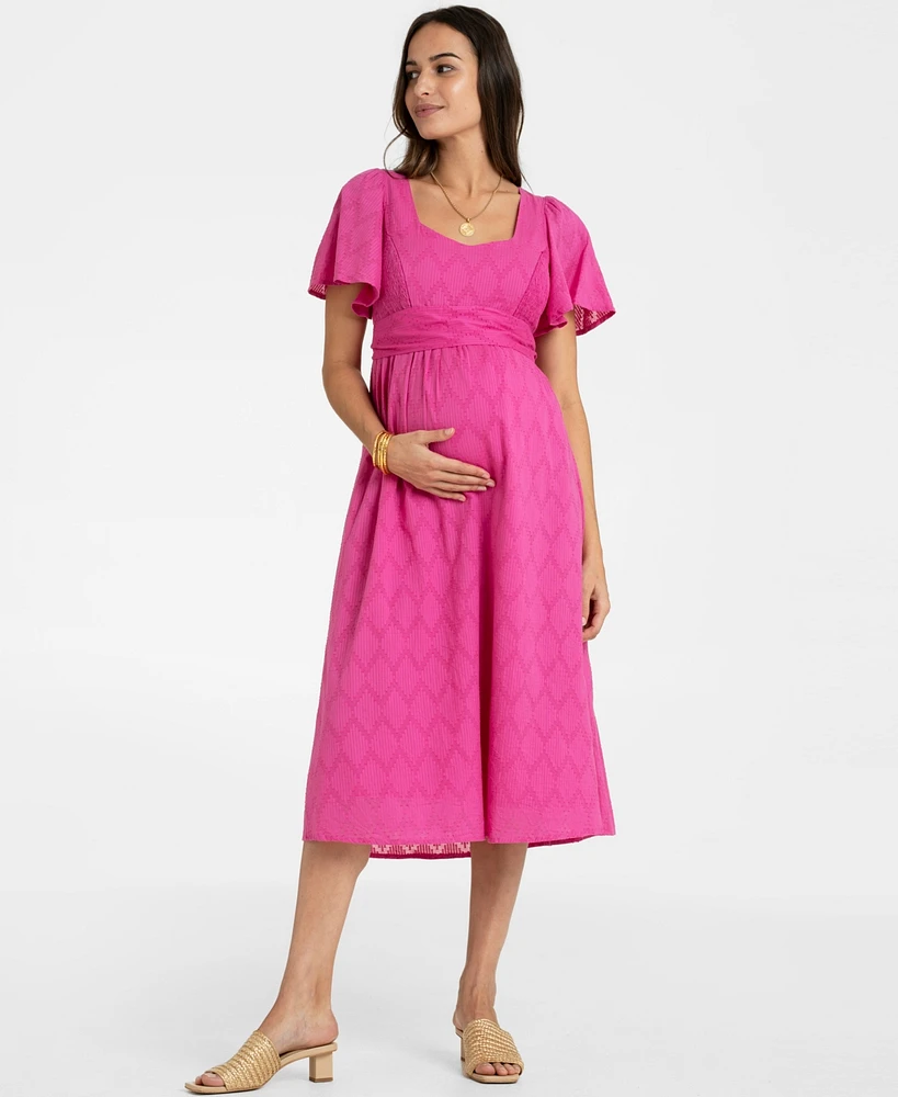 Seraphine Women's Maternity Cotton Broderie and Nursing Dress