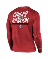 Men's Majestic Red Kansas City Chiefs Super Bowl Lviii Champions Tri-Blend Back Hit Long Sleeve T-shirt