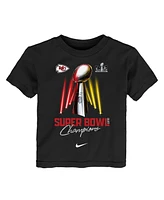 Toddler Boys and Girls Nike Black Kansas City Chiefs Super Bowl Lviii Champions Lombardi Trophy T-shirt