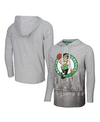 Men's Stadium Essentials Heather Gray Boston Celtics Atrium Raglan Long Sleeve Hoodie T-shirt