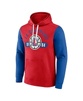 Men's Fanatics Red, Royal La Clippers Attack Colorblock Pullover Hoodie