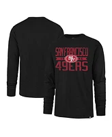 Men's '47 Brand Black Distressed San Francisco 49ers Wide Out Franklin Long Sleeve T-shirt