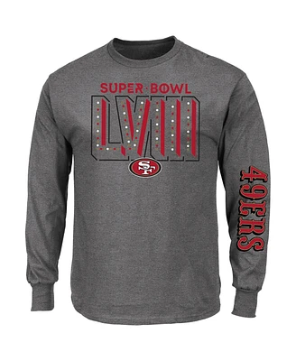 Men's Fanatics Heather Charcoal San Francisco 49ers Super Bowl Lviii Big and Tall Long Sleeve T-shirt
