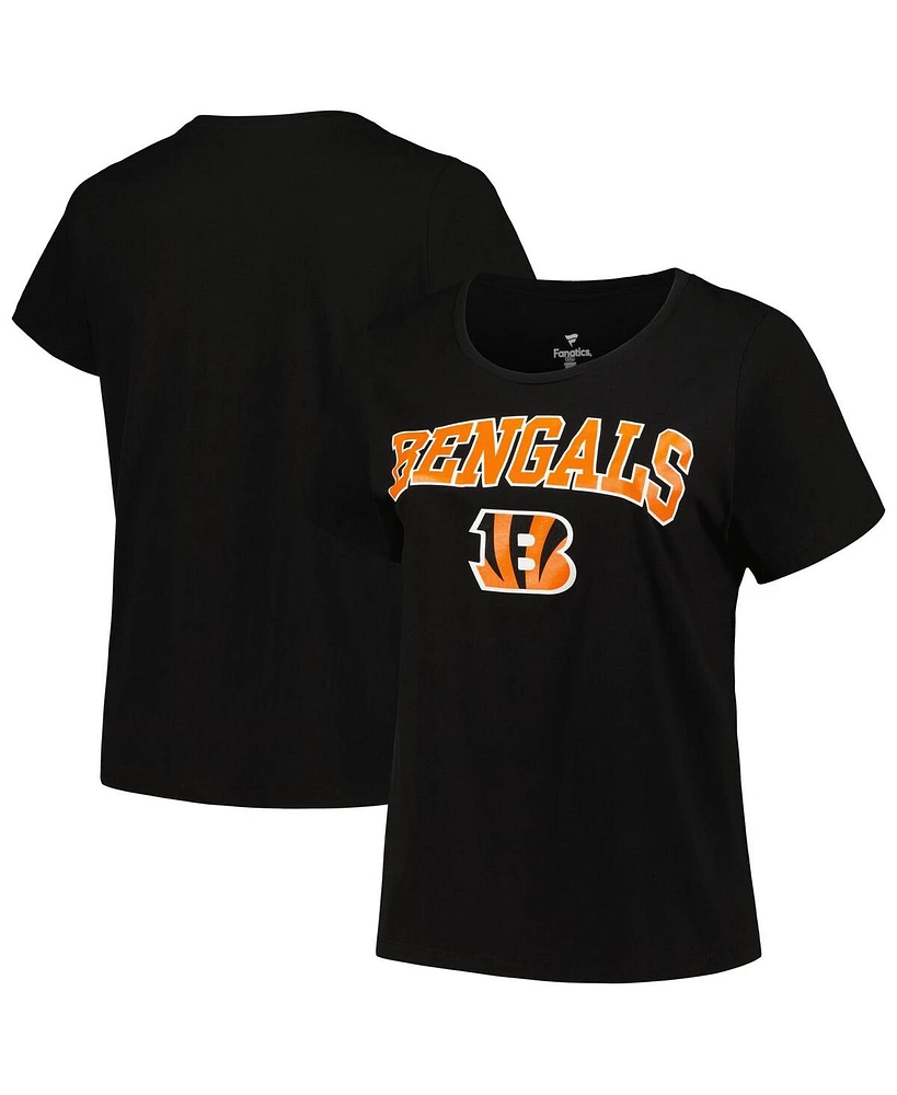 Women's Fanatics Black Cincinnati Bengals Plus Arch Over Logo T-shirt