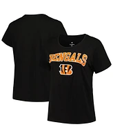 Women's Fanatics Black Cincinnati Bengals Plus Arch Over Logo T-shirt