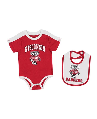 Baby Boys and Girls Colosseum Red Wisconsin Badgers Encore Bodysuit Bib Set